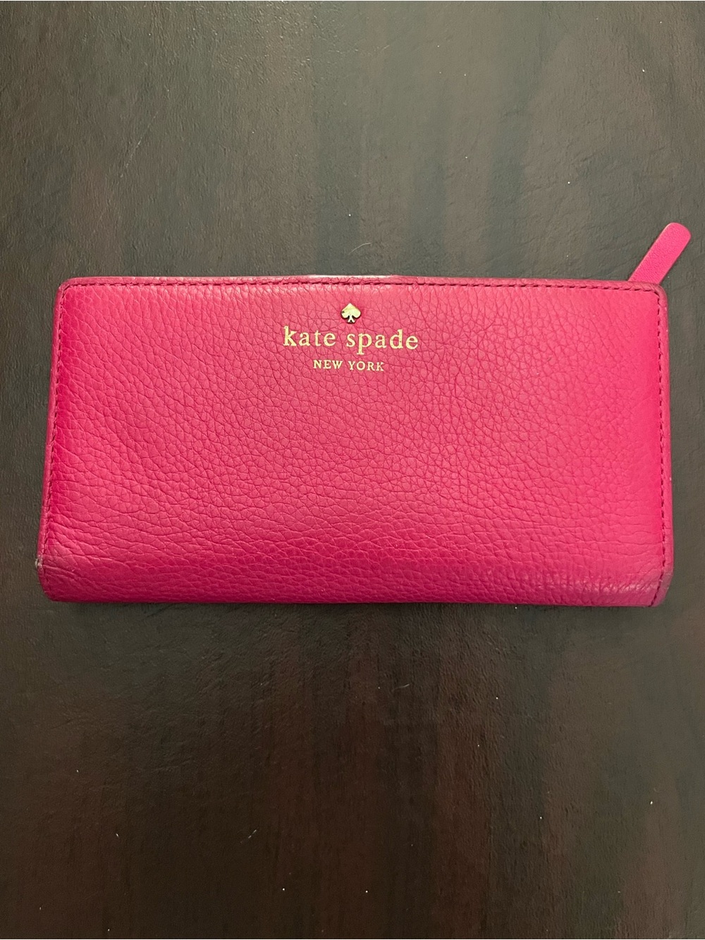 kate spade hot pink pebbled leather zip-around wallet